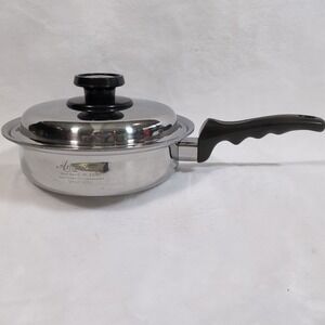 Americraft Small Skillet 8.5" Silver Stainless Steel Lid West Bend USA Fry Pan